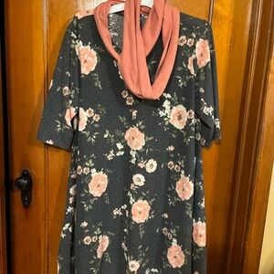 J for Justify Floral Crew Neck Sweater - Black and Pink